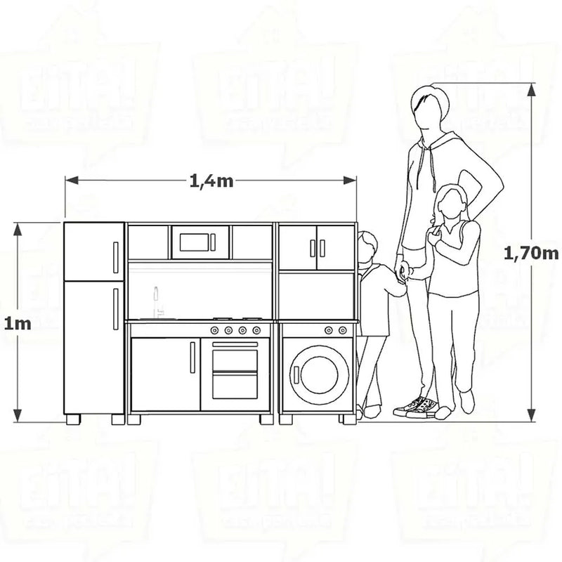 Kit Cozinha Infantil com Geladeira e Máquina de Lavar